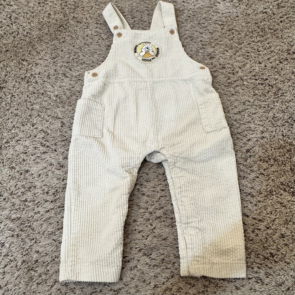 Disney Baby Winnie the Pooh Corduroy Overalls Cream 24M Toddler Dungarees